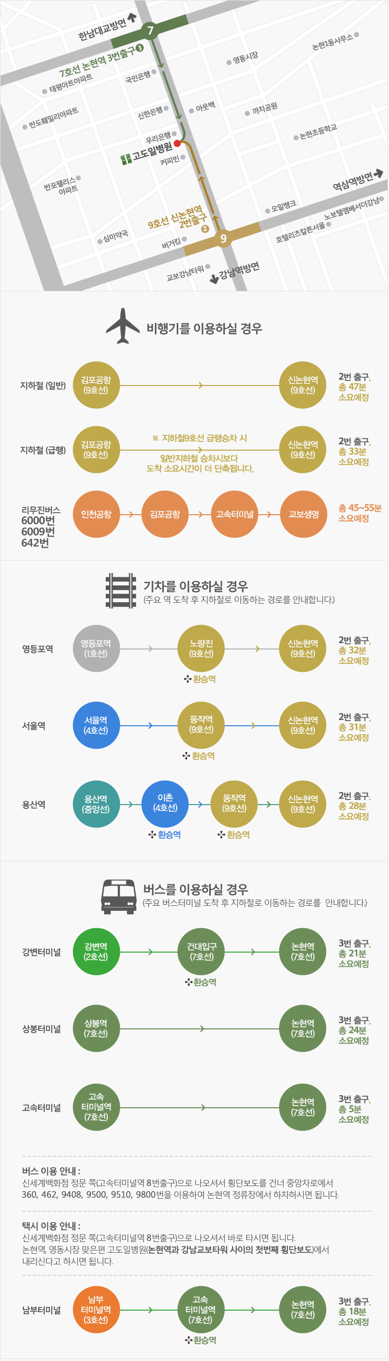 고도일병원 약도(지방에서 오시는길)